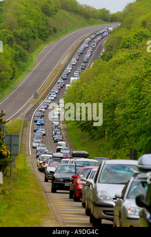 Holiday traffic on the A30 near Bodmin in Cornwall UK Stock Photo