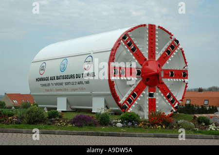 Channel Tunnel boring machine used as memorial to workforce who built rail link Coquelles France Stock Photo