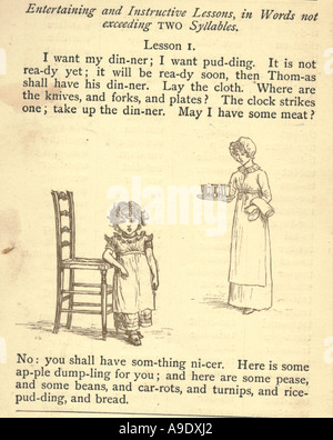 Lesson 1 in Words not exceeding two Syllables illustrated by Kate Greenaway 1885 Stock Photo
