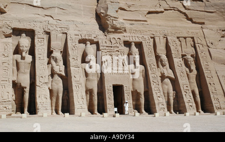 Temple of Queen Nefertari dedicated to Hathor at Abu Simbel Egypt Stock Photo