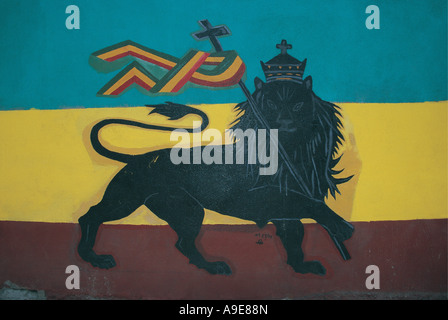 Ethiopia Lion of Judah Flag Stock Photo - Alamy