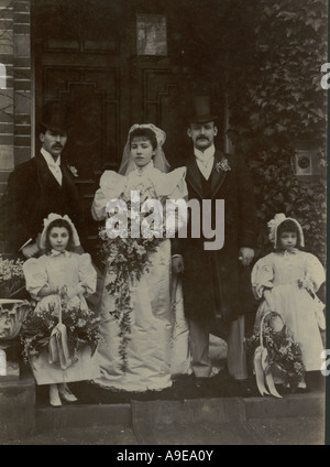 Cabinet photograph of wedding group circa 1890 Stock Photo