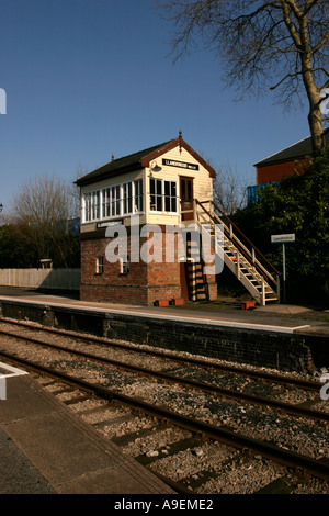 Powys Llandrindod Wells train station signal box Stock Photo