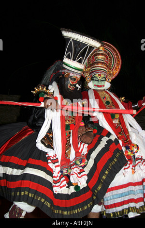Kathakali performance for tourists in Varkala, Kerala, South India Stock Photo