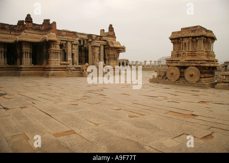 Vittala Temple with the Stone Chariot in Hampi, Northern Karnataka, India Stock Photo