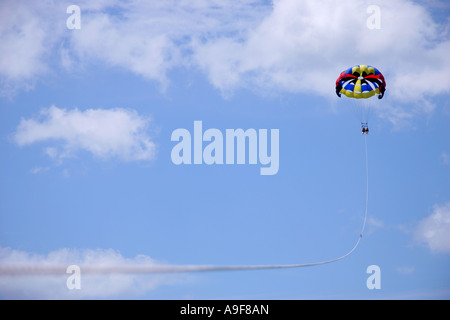 Parasailing in Paihia, The Bay of Islands in the North Island, New Zealand Stock Photo