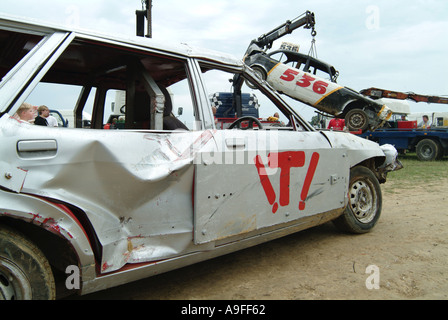 ford granada banger racing car at smallfield dirt track banger racing stock car crash c Banger racing race r Stock Photo