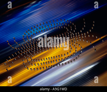 Representation of the magnetic lines of force in a magnetic field using miniature magnets Stock Photo