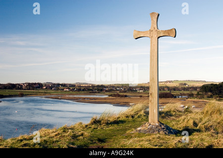 View of Alnmouth from Chruch Hill Northumberland Stock Photo