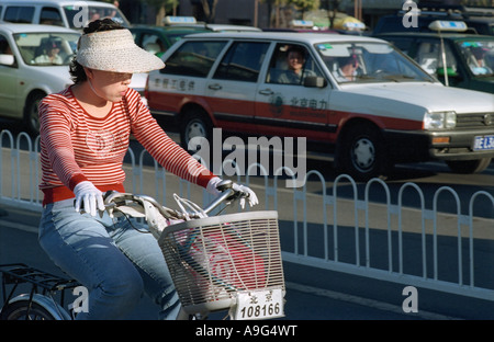 CHN China Beijing Cyclist in the Beijing city traffic Stock Photo