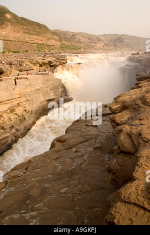 Yellow River (Huang He) at Hukou waterfalls Shanxi province with Shaanxi on opposite bank Stock Photo