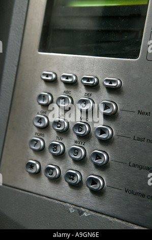 a detail of THE NUMBERS on a BT payphone number pad communication illustration Stock Photo