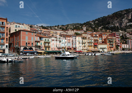 Waterfront of Villefranche on the Cote d'Azure Stock Photo