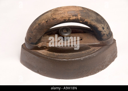 An antique Victorian smoothing iron with detachable handle Stock Photo