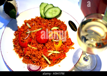 Serving of biriani in Indian restaurant in London 2007 Stock Photo