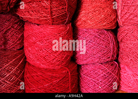 Balls of red wool. Stock Photo