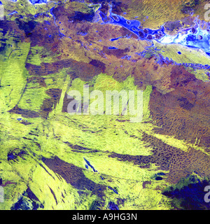The arid landscape near Lake Amadeus in Australias Northern Territory as seen from Space Stock Photo