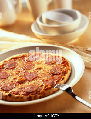 salami pizza Stock Photo