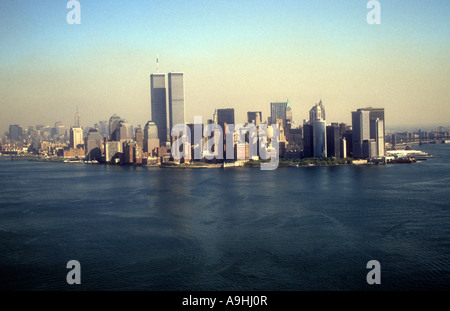 Ariel View Of  Manhattan, Pre 9/11. Stock Photo