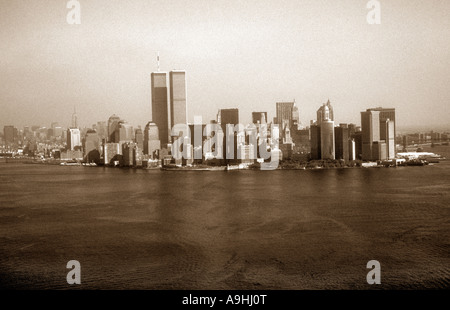 Ariel View Of  Manhattan, Pre 9/11. Stock Photo