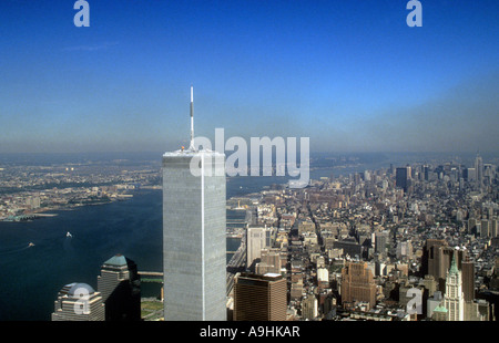 Ariel View Of  Manhattan, Pre 9/11. Stock Photo