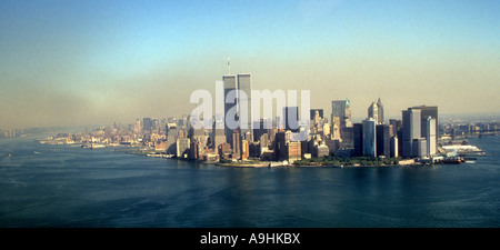 Ariel View Of  Manhattan, Pre 9/11. Stock Photo