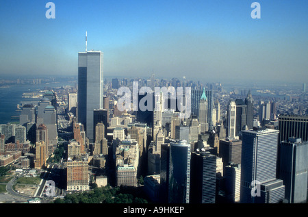 Ariel View Of  Manhattan, Pre 9/11. Stock Photo