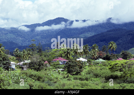 village in the Highlands, Papua New Guinea Stock Photo