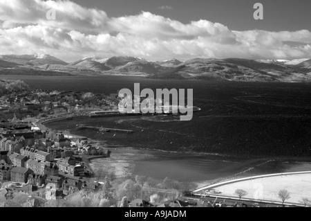 Gourock from Lyle hill with the hills of argyle behind on a sunny summers day shot in infra red. Stock Photo