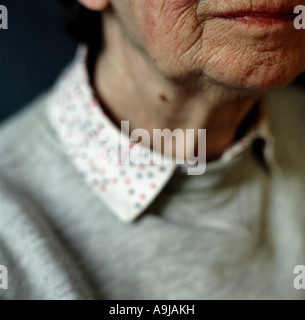 This photo was taken in 2003 of my Grandmum, a close-up of the corner of her face and neck. Stock Photo