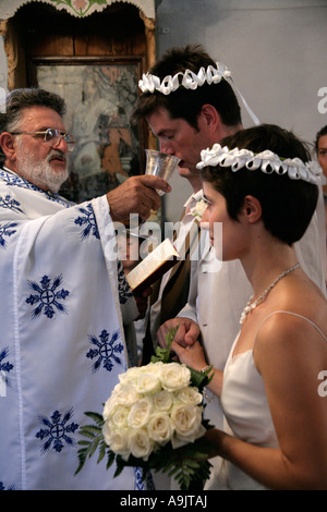 Greek orthodox wedding, Ikaria, Greece Stock Photo