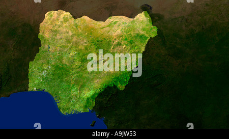 Highlighted Satellite Image Of Nigeria Stock Photo