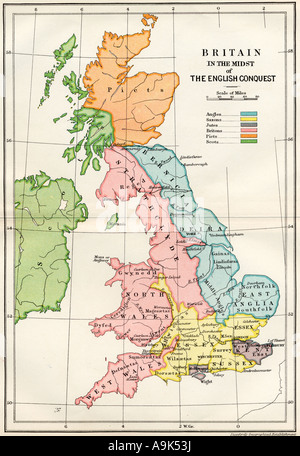 map century kingdoms england anglo ninth english saxon britain 9th showing alamy conquest midst