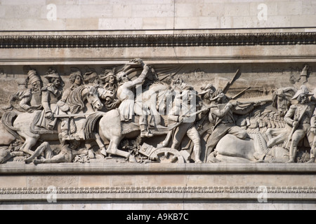 Relief sculpture of the Battle of Jemappes on the Arc de Triomphe, Paris France Stock Photo