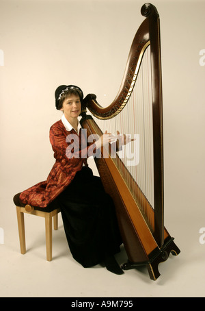 Welsh Triple Harp with Eluned Pierce playing in traditional costume ...