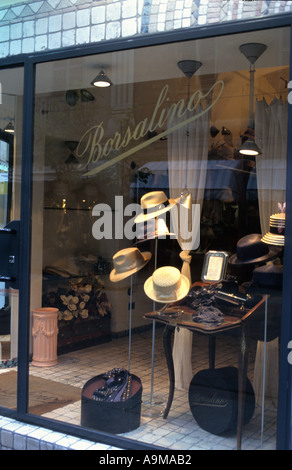 shopwindow Borsalino hat shop outlays Asti Langhe Piemont Italy