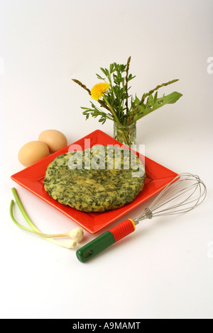 Wild vegetable omelette Recipe available Stock Photo