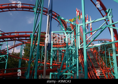 roller coaster in Prater in Vienna Stock Photo