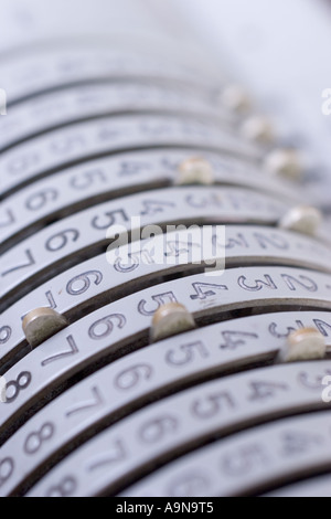 numbers and keys on ancient Odhner calculator Stock Photo