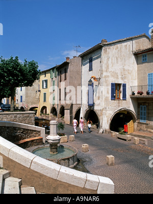 Arcaded houses at the village of Roquebrune-sur-Argens Stock Photo