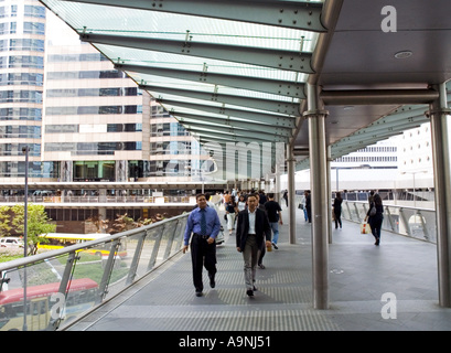 Pedestrian walk on corridor at Central district corridor flyover pedestrian in Hong Kong China Stock Photo