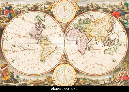 An antique map of the world Stock Photo