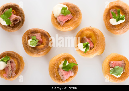 Yorkshire pudding canapes Stock Photo