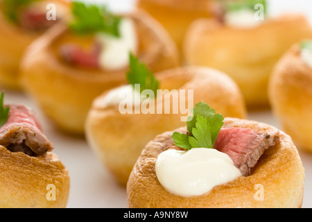 Yorkshire pudding canapes Stock Photo