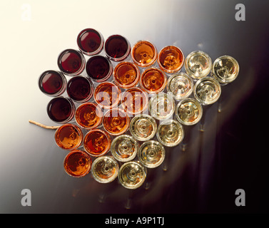 Red, white and rose wine wines as grapes. Stock Photo