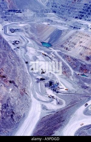 Open Pit Copper Mine, Vancouver Island, BC, British Columbia, Canada - Gold, Silver, Molybdenum Mining Byproducts Stock Photo