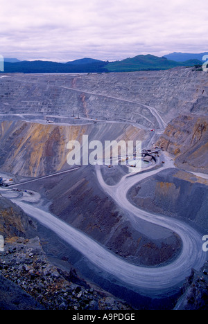 Open Pit Copper Mine, Vancouver Island, BC, British Columbia, Canada - Gold, Silver, Molybdenum Mining Byproducts Stock Photo