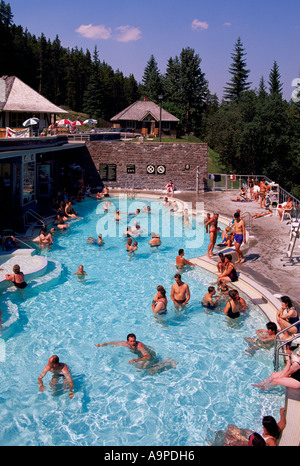 Banff Upper Mineral Hot Springs in Banff National Park in the Canadian Rockies Alberta Canada in Summer Stock Photo