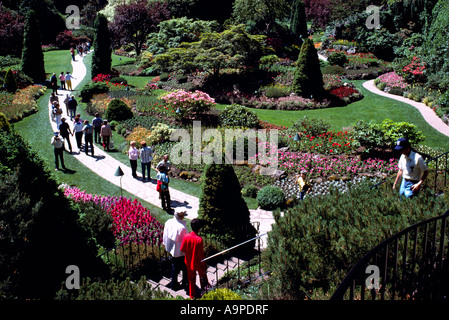 The Sunken Garden at Butchart Gardens near the Capital City of Victoria on Vancouver Island in British Columbia Canada Stock Photo