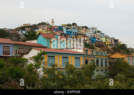 Colorful houses built on Santa Ana Hill in Guayaquil Ecuador Stock Photo